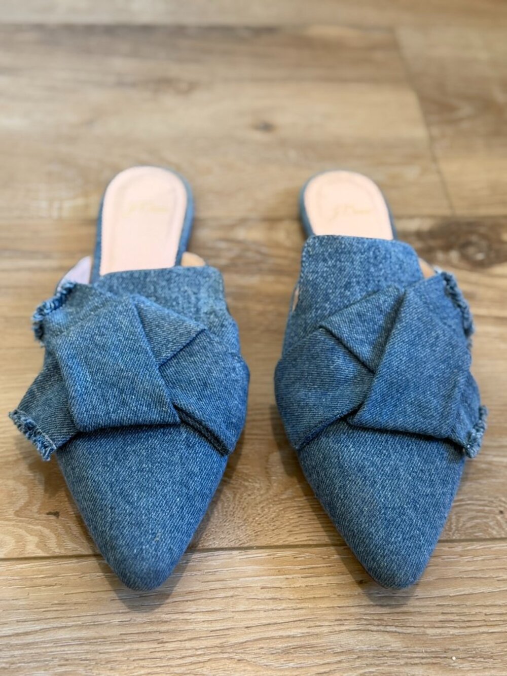 J Crew Marina Blue Denim Mules sz 9.5